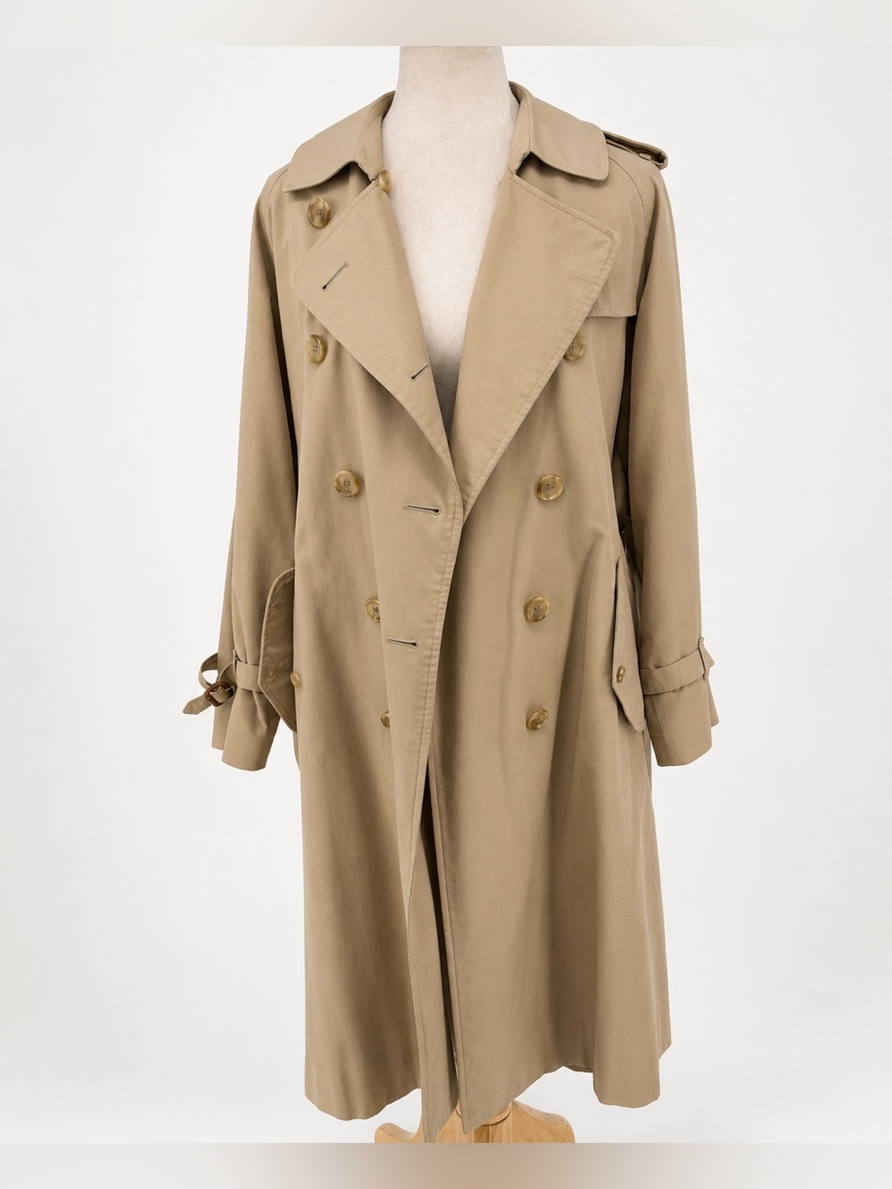 Burberrys Double Breasted Trench Coat Beige Belted Long Coat Size 8 Long